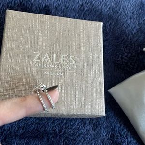 Zales 10k pure white gold diamond hoops